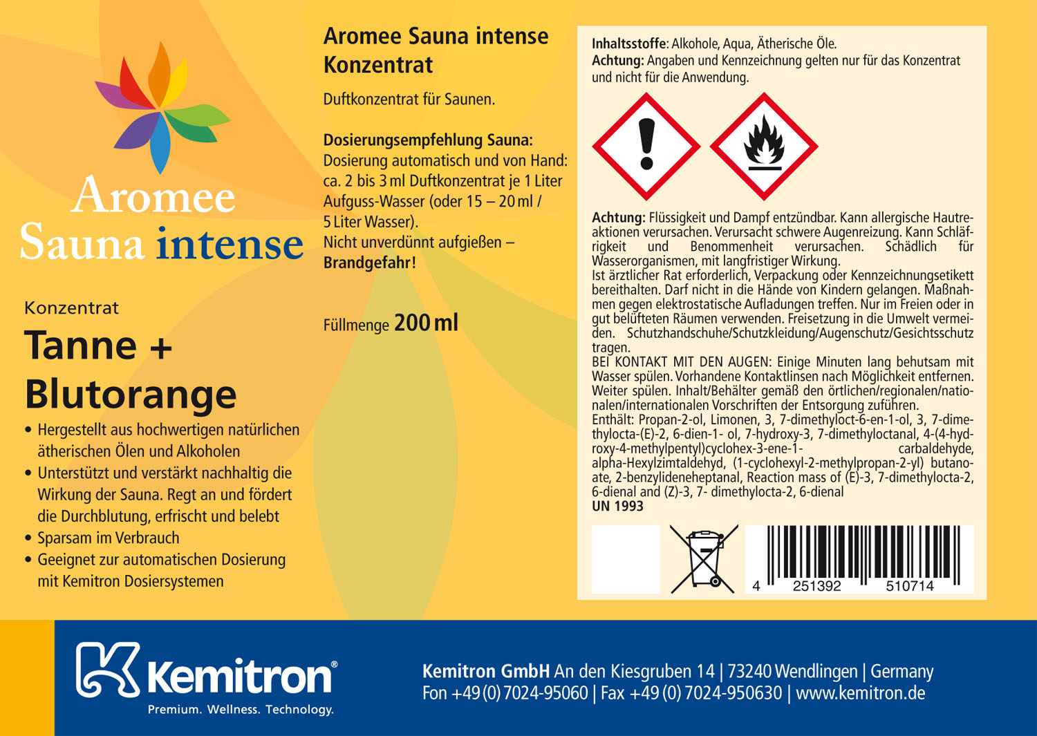 Aromee Sauna intense "Tanne + Blutorange"